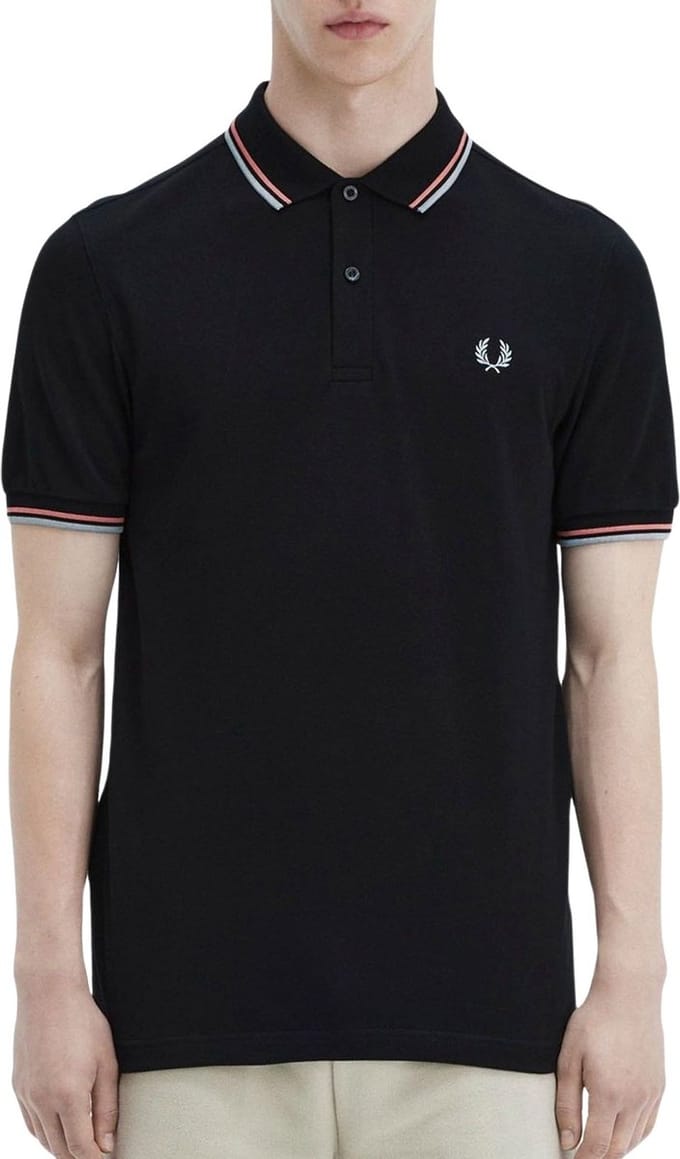 Fred Perry - Twin Tipped Poloshirt - Zwart/ Roze/ Blauw