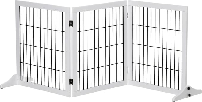 PawHut - Hondenhek - 3 Panelen - Inklapbaar - Grenenhout - Wit