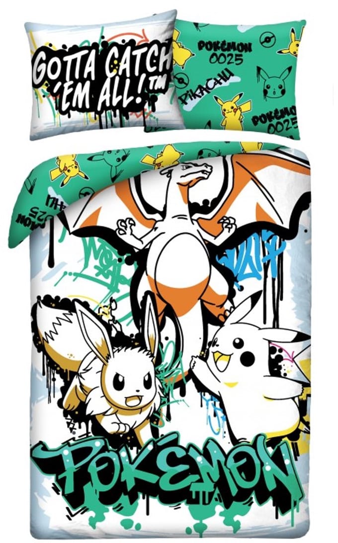 Pokemon Dekbedovertrek Catch them All 140 x 200 cm (70 x 90 cm) polyester