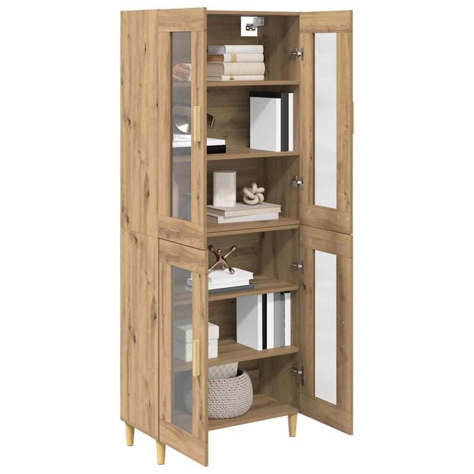 vidaXL - Highboard - Artisan - Eiken - 69,5 - x - 34 - x - 180 - cm - Bewerkt - hout