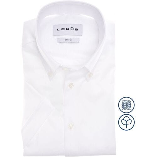 Ledûb Overhemd Cotton Jersey Stretch Shirt Wit / male