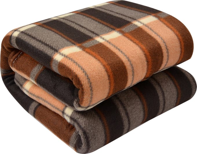 Clayre & Eef Plaid 180x200 cm Beige Bruin Polyester Ruiten