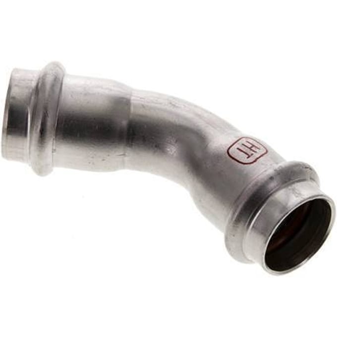 45 graden L-Perskoppeling - 22mm Persmof - RVS