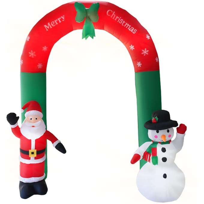 8 FT kerstopblaasboten boog buitendecoratie waterdichte gigantische opblaasbare verlichte kerstman US Plug rood