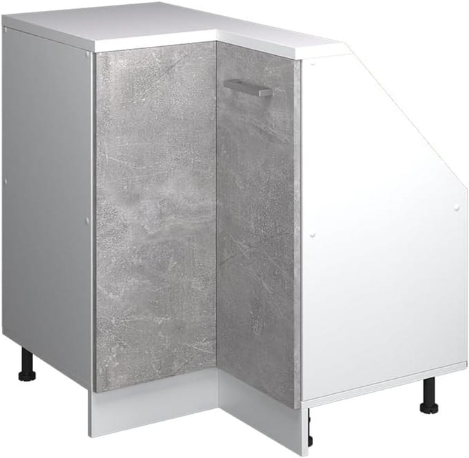 Keukenkast voor schuine wand met 1 deur Beton Hoekoplossing