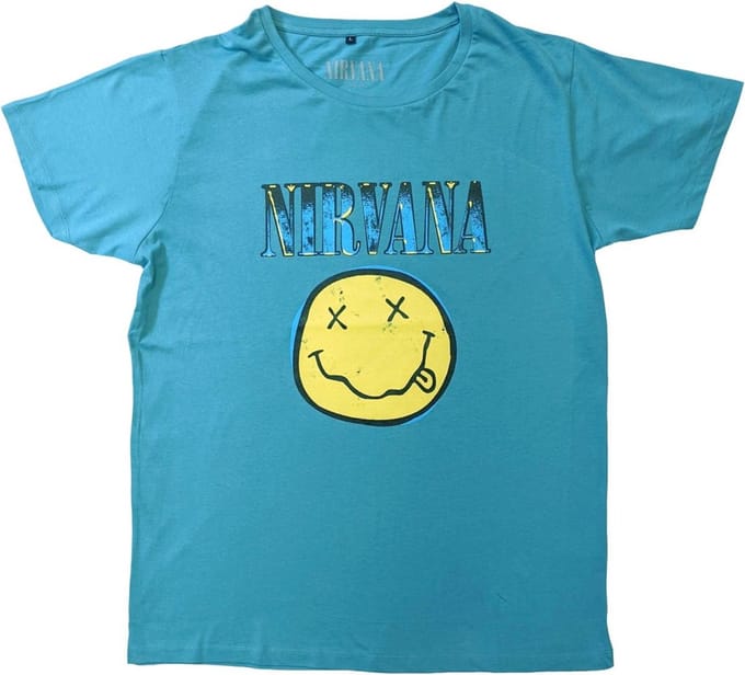 Nirvana - Xerox Happy Face Heren T-shirt - M - Turquoise