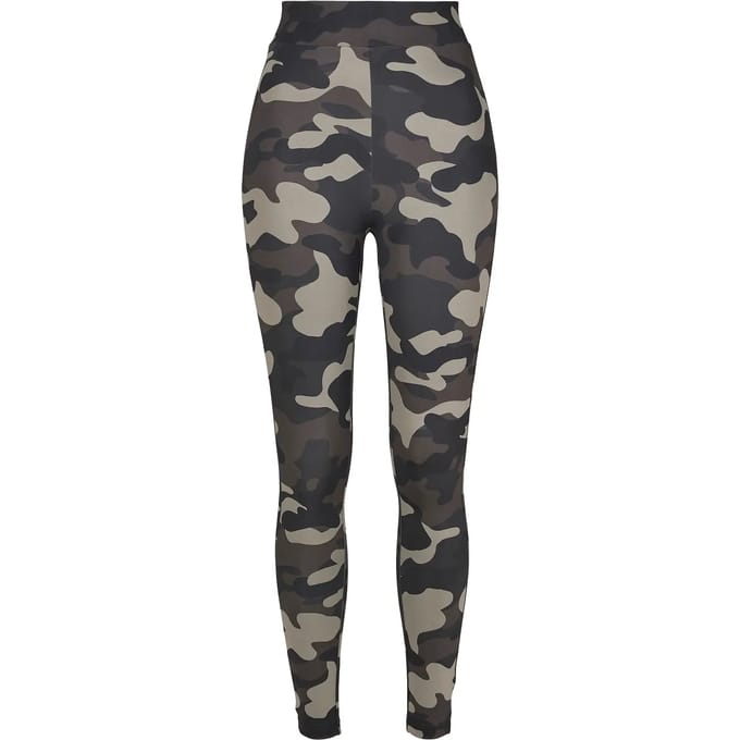 Urban Classics - High Waist Camo Tech Legging - 2XL - Zwart/Beige