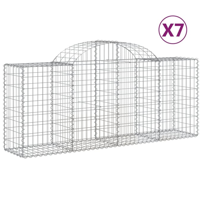 vidaXL - Schanskorven - 7 - st - gewelfd - 200x50x80/100 - cm - gegalvaniseerd - ijzer