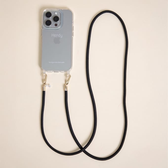 Hendy telefoonhoesje met koord - Dark Flex Telefoonketting - iPhone 7 Plus / 8 Plus