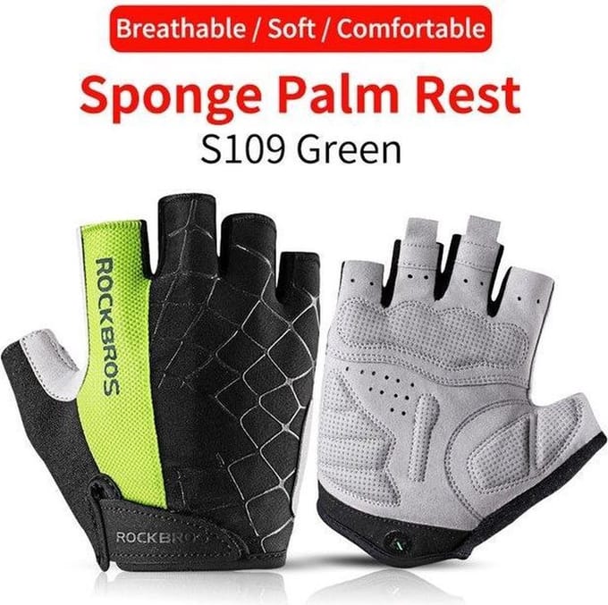 Rockbros fiets handschoenen met halve vingers S109GR - S - GEEL