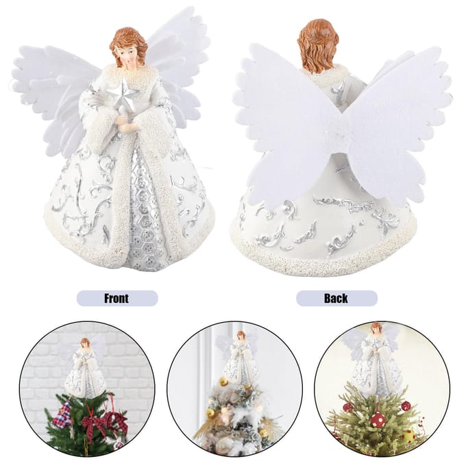 Kerstboomversiering Gouden Engel Pop Boomtop Ster LED Licht Kerstboom Topversiering white