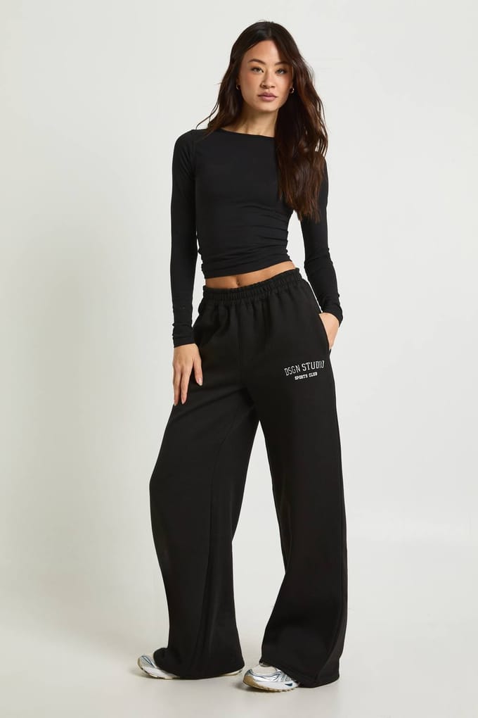 Dames Tall DSGN Studio Applique Rechte Pijp Jogger | Zwart | Maat: Medium