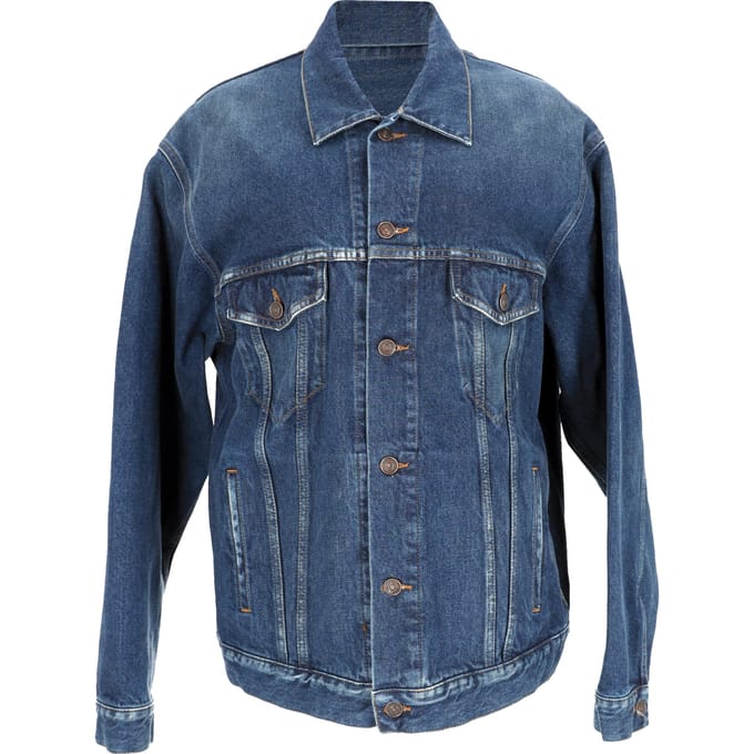 Balenciaga 'Jij Bent De Wereld' Geborduurde Spijkerjacket in Blauwe Katoen