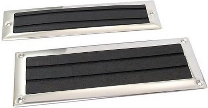 RVS opstapplaat met rubberen inleg - Lengte x Breedte: 222 x 83 mm