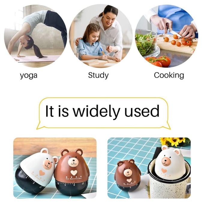 Bear Kitchen Timer Mechanical Kitchen Timer Clock Multipurpose Lovely Kitchen Cooking Tools marron