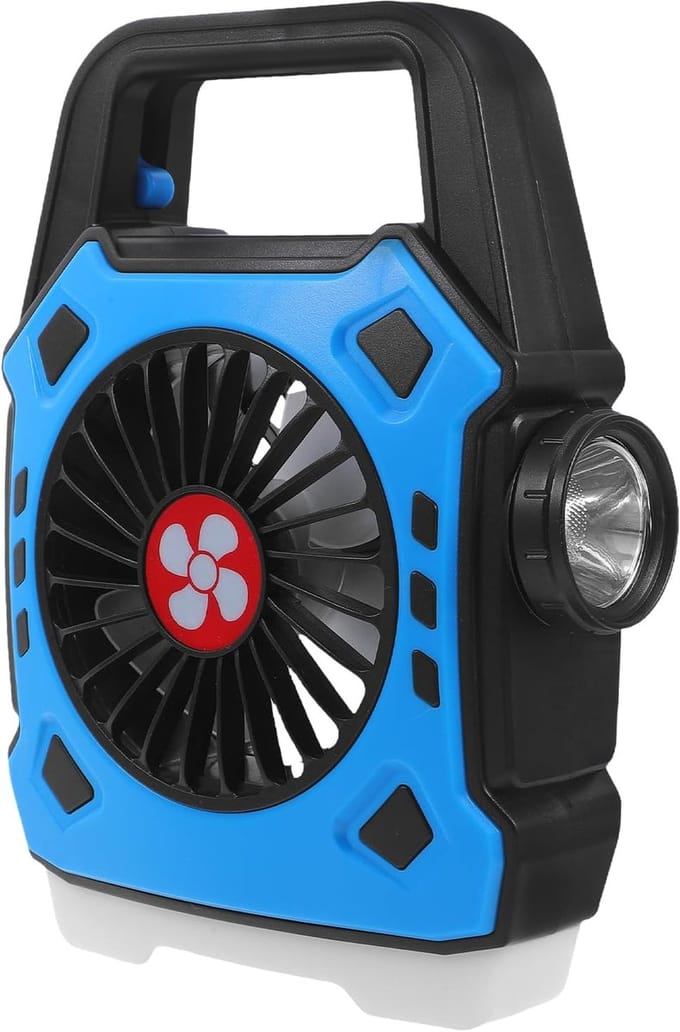 VHV - Campingventilator - campingventilator met lamp - USB oplaadbaar, met LED verlichting - voor camping, tent, caravan