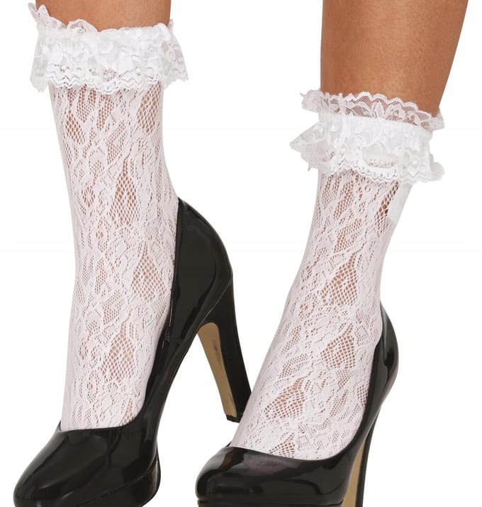 Kant Sokken Met Ruches Wit Dames Pin Up Girl Retro Carnaval white