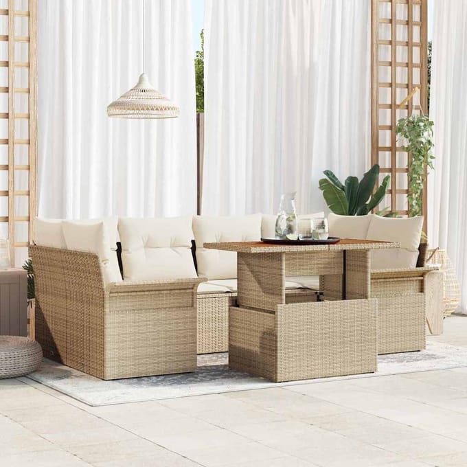 vidaXL - Tuinbank - Set - 7 - st - beige - en - crèmekleurig