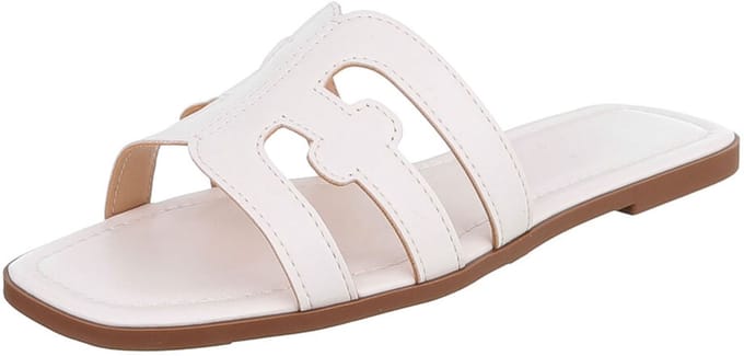 Dames slipper met uitgesneden details en platte zool Mt:40