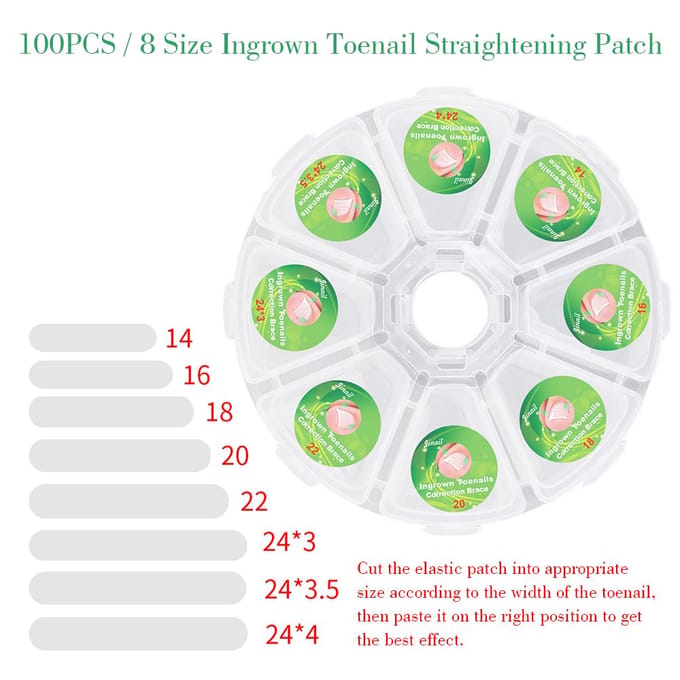100 STUKS / 8 maten Ingegroeide teennagel rechtzetten patch Teennagel correctie dubbele kop beugel sticker wit