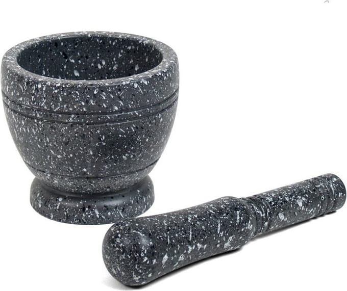 Gerimport Vijzel met stamper - antraciet grijs - kunststof - D10 cm