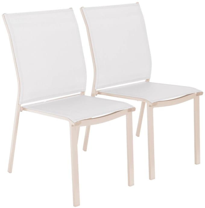 sweeek - Set van 2 stapelbare tuinstoelen van aluminium en textileen 64,5 x 45,5 x 89,5 cm - buffalo