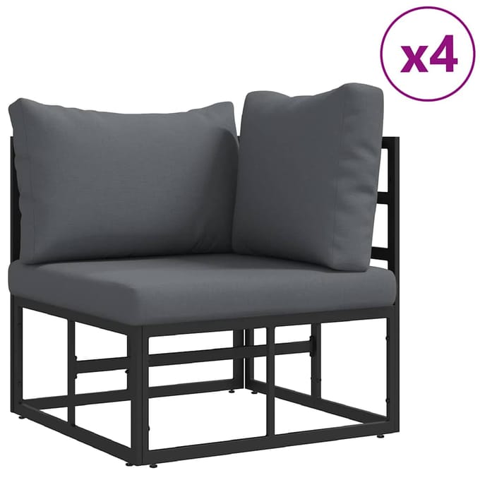 vidaXL - Tuinbank - Set - 6 - st - Zwart - Staal