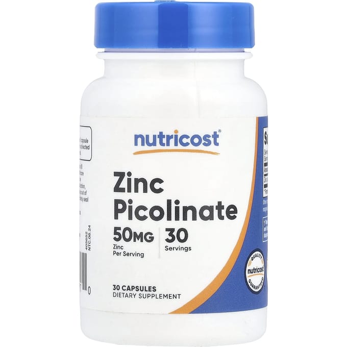 Nutricost, Zinkpicolinaat, 50 mg, 30 capsules
