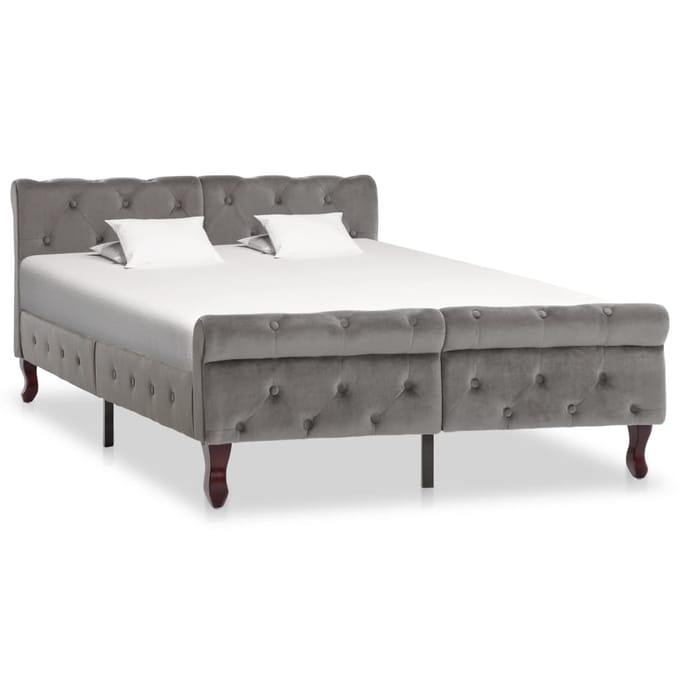 vidaXL - Bedframe - fluweel - grijs - 120x200 - cm