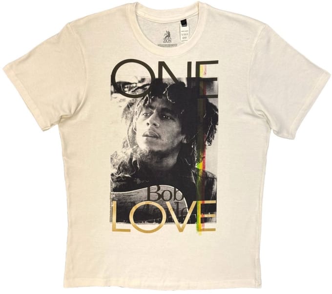 Bob Marley - One Love Heren Tshirt - M - Creme