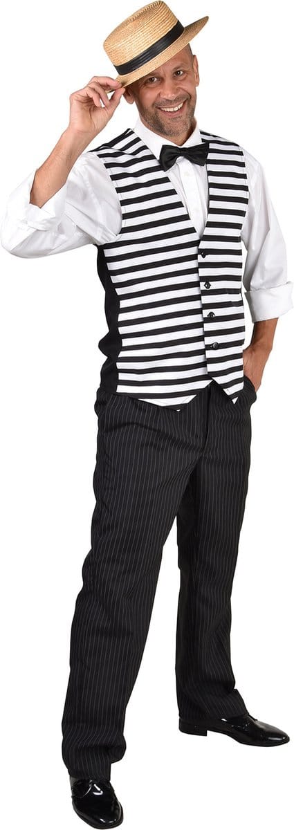 Magic Design Gilet Strepen Heren Polyester Zwart/wit Maat Xs/s