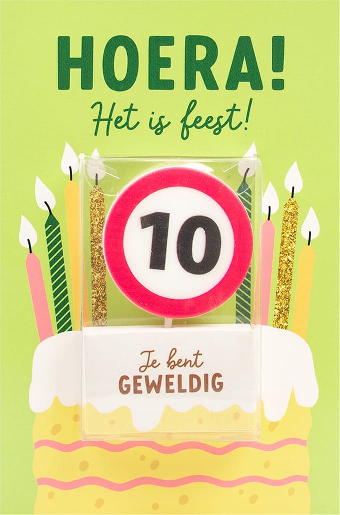 Verjaardagskaart met kaars | 10 jaar | Je bent geweldig