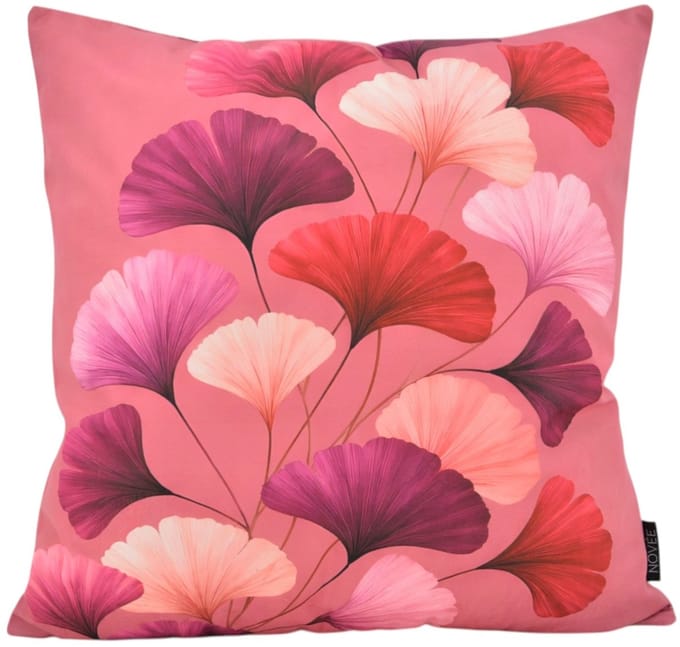 Ginkgo Pink / Roze Kussenhoes | 45 x 45 cm | Katoen/Polyester