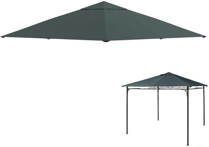Prieel dak - Vervang het dak - Vervangend paviljoendak - Zonwering van polyester - Donkergrijs - Voor tuin en terras - 3x3M