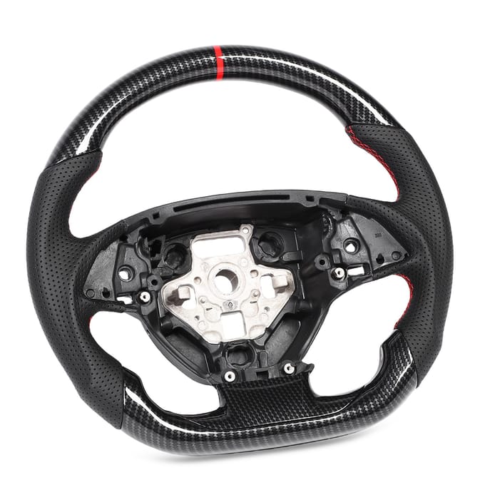 Volant style fibre de carbone Hydro Dip Cuir perforé avec surpiqûres rouges Remplacement pour C7 2014 2019 black