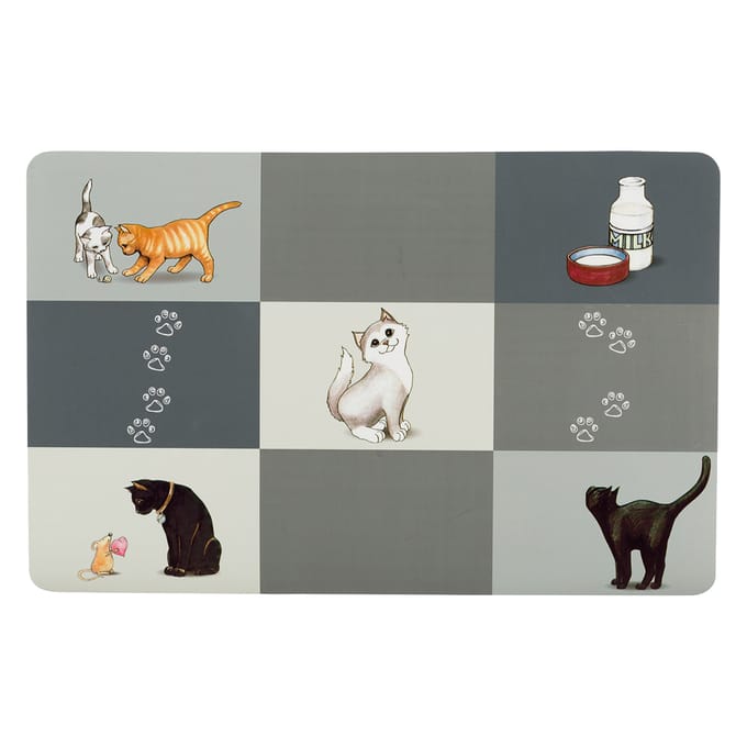 - L 44 × B 28 cm - Trixie Patchwork Cat Voerbakplacemat