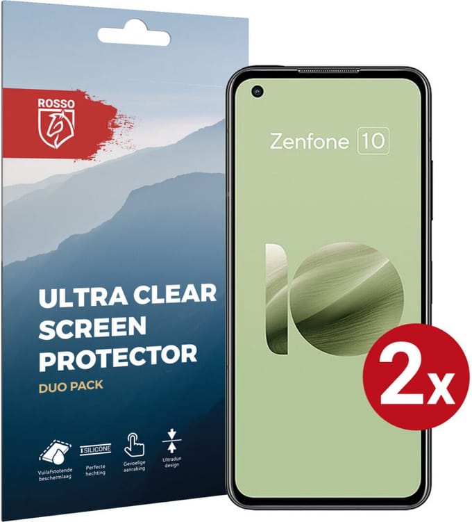 Rosso Screen Protector Ultra Clear Duo Pack Geschikt voor Asus Zenfone 10 | TPU Folie | Case Friendly | 2 Stuks