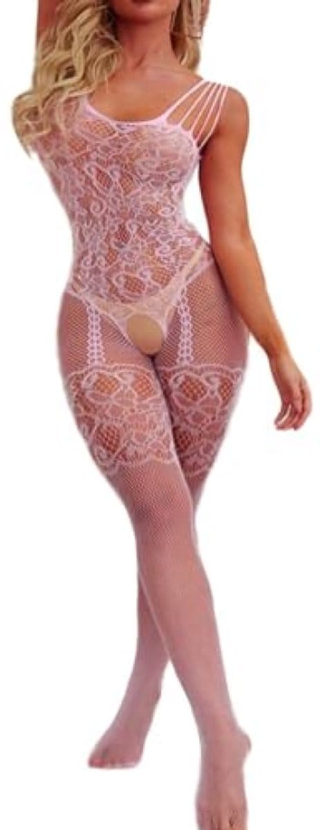 Dames lingerie body - Roze visnet catsuit - Elastisch en vloeiend - merkloos