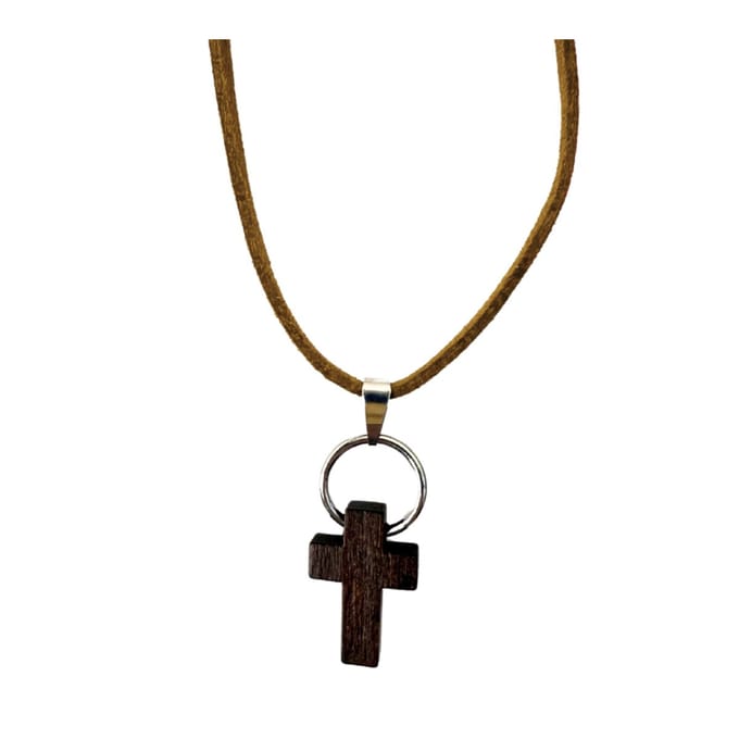 Ketting -kruis- hout -bruin-45 cm-Charme Bijoux
