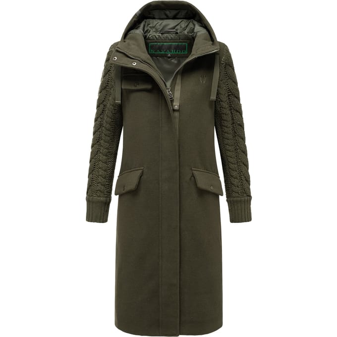 Navahoo Knit Babe dames wintermantel met gebreide mouwen