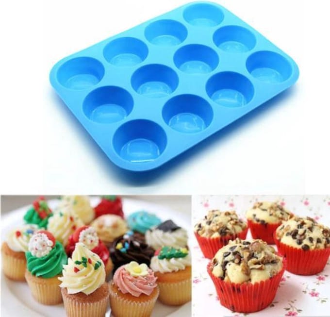 *** Bakvorm Cupcakes/Muffins voor 12 Stuks - Siliconen - Cake - Muffin - Chocolade - van Heble® ***