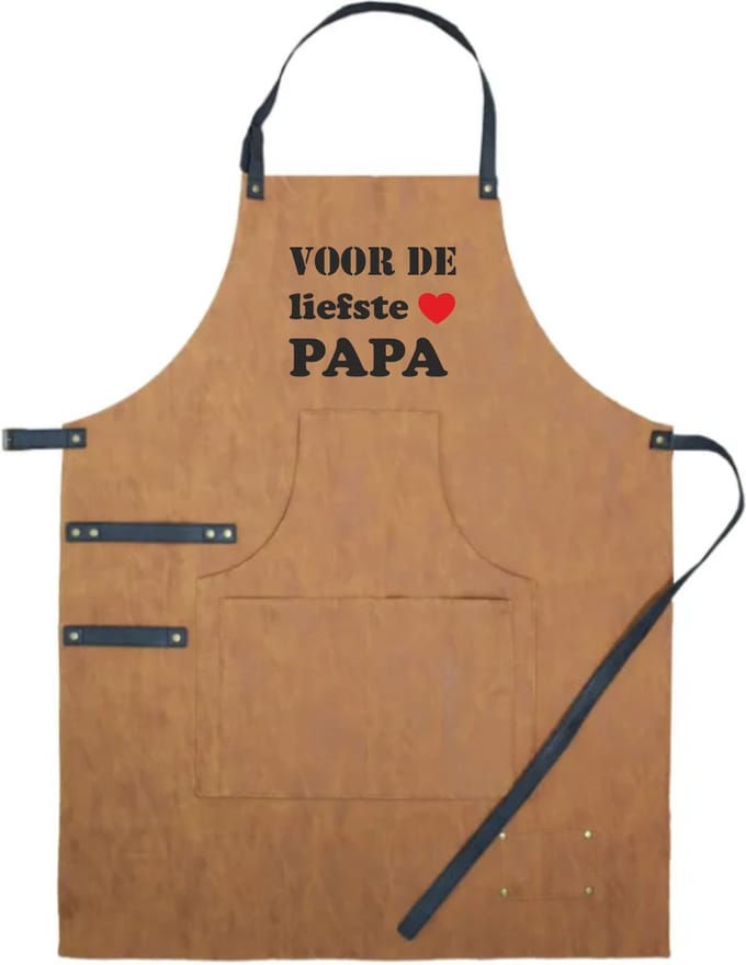 Schort luxe voor de liefste papa | vaderdag cadeau | vader cadeautjes | papa | Leer