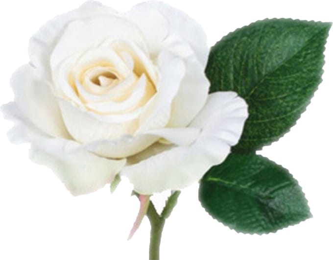 Mica Decorations Kunstbloem roos Emy - wit - 31 cm - kunststof - decoratie bloemen