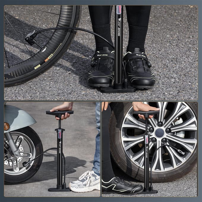 Compacte 160PSI fietsband voetpomp draagbare fietspomp basketbal elektrische fiets motorfiets zwart