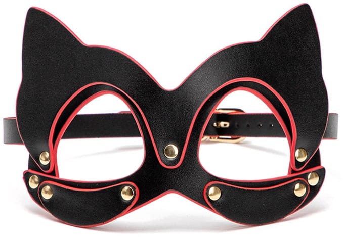 Smart Moves - Kattenmasker met Studs - Zwart/Rood