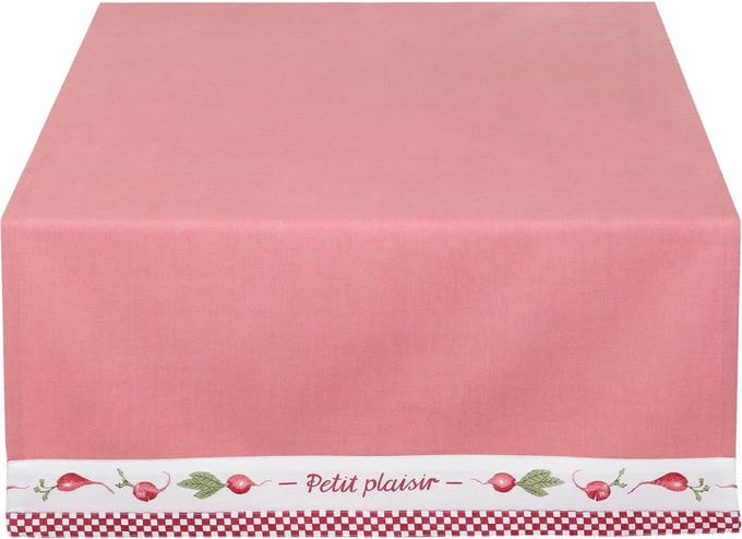 Clayre & Eef Tafelloper 50*140 cm Rood Katoen radijs Tafelkleed Loper Tafeltextiel