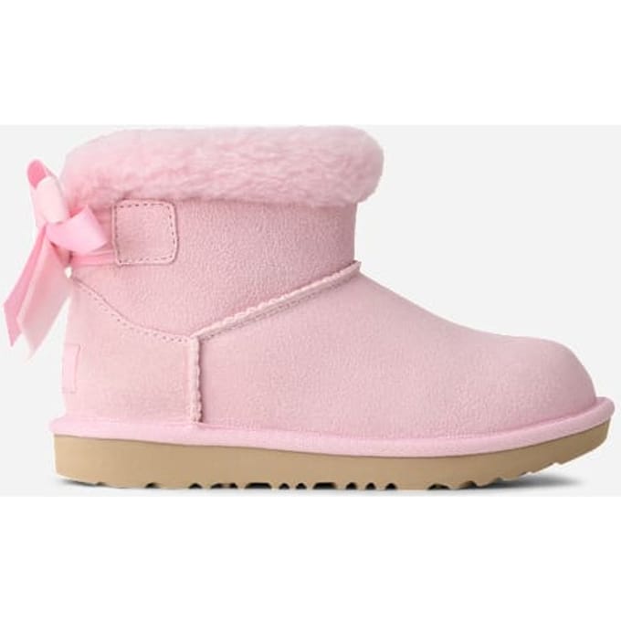UGG® Classic Mini Bailey Mixed Bow Boot, Suede/Polyester/Wool