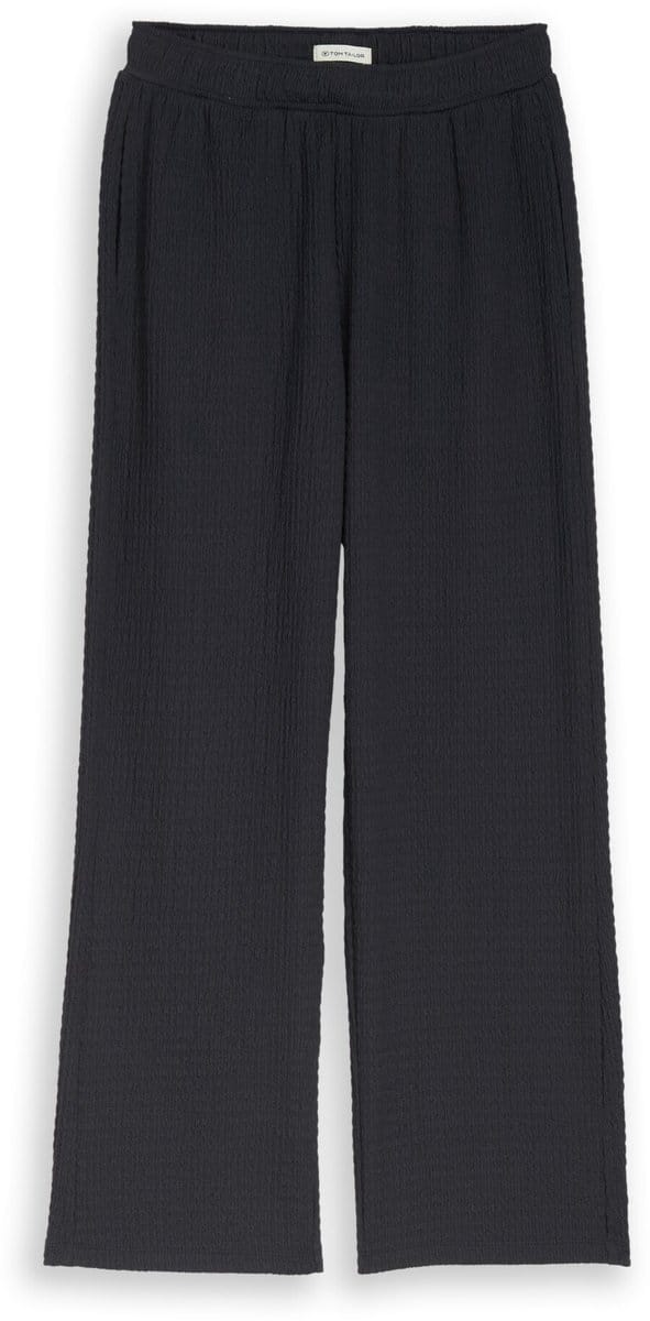 Tom Tailor - Broek met wijde pijpen en structuur - Maat 158 - coal grey