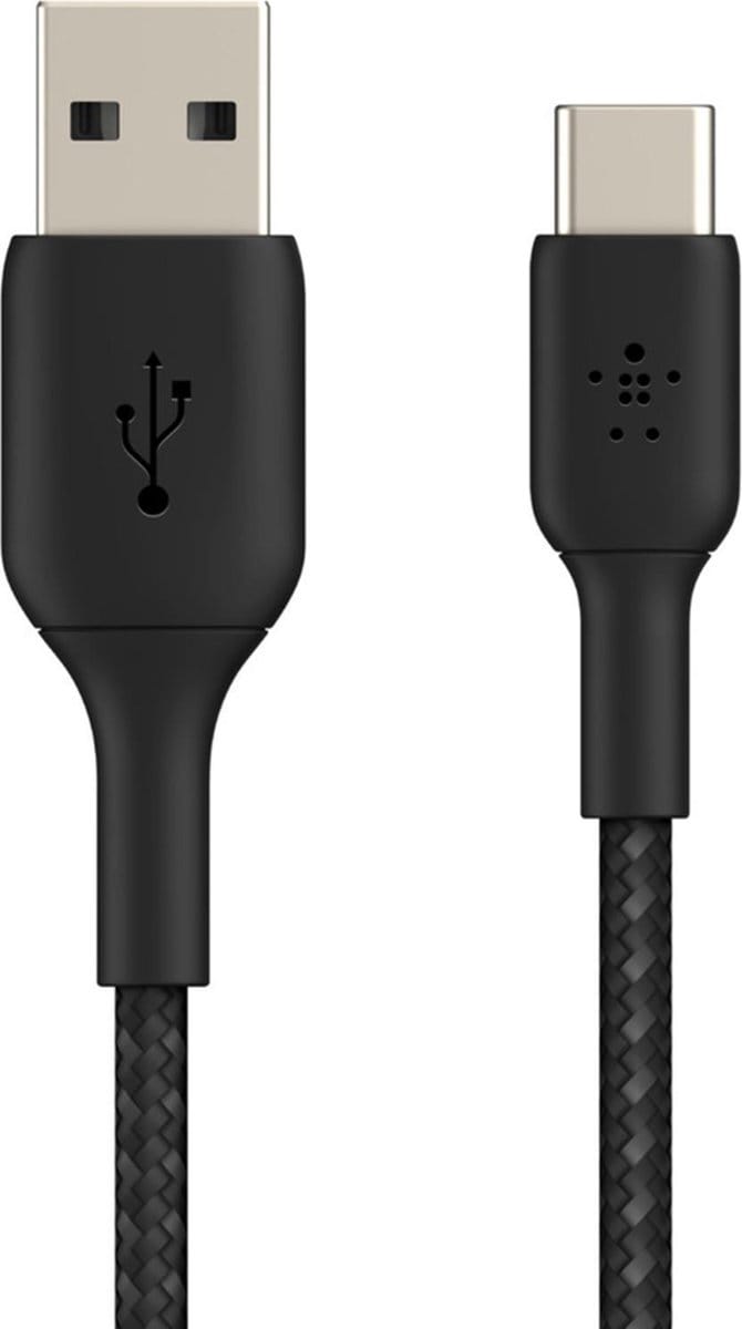 Belkin BOOST↑CHARGE Braided - USB-A naar USB-C Kabel - 2 Meter - 15W - Zwart