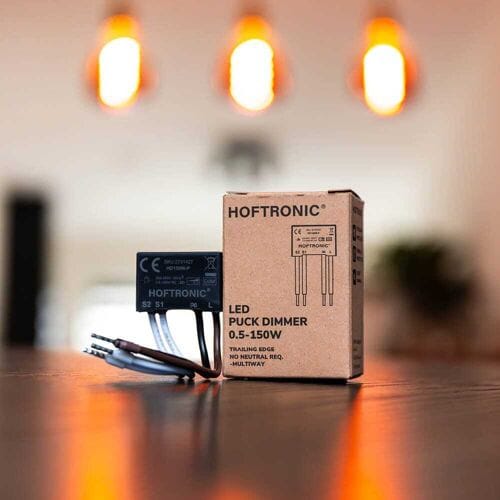 HOFTRONIC LED Puck Dimmer - 0.5-150W - Wisselschakeling/Hotelschakeling - Fase-afsnijding (trailing edge)